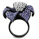 Band Rings TK1618 Black - Stainless Steel Ring with Top Grade Crystal