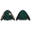 Varsity Baseball Bomber Jacket Women Hip Hop Harajuku Bone Letter Patchwork Leather Jackets Streetwear Men Unisex College Coats