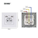 EOMR Wall USB Power Socket 5V 2.1A EU France Belgium Electrical Socket 16A Dual USB Plug IOS Android Phone Charging Ports Socket
