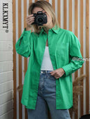 Klkxmyt Women's Shirt 2022 New Spring Autumn Fashion Oversize 100% Cotton Casual Blouses Loose Streetwear Shirts Woman Tops