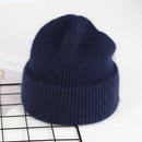 VISROVER 9 Colors Unisex Solid Color Real Rabbit Fur Beanies Winter Hat For Woman Knit Bonnet Acrylic Woman Autumn Warm Skullies