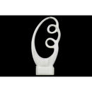 Abstract Ceramic Sculpture With Marbleized Streaks Design On Base, White-Home Accent-White-Ceramic-JadeMoghul Inc.