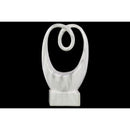 Abstract Ceramic Sculpture With Marbleized Streaks Mounted On Base, White-Home Accent-White-Ceramic-JadeMoghul Inc.