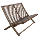 Acacia Wood Loveseat With Cross Leg, Brown-Patio Furniture-Brown-Acacia Wood-JadeMoghul Inc.