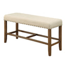 Accent and Storage Benches Sania Rustic Counter Height Bench In Ivory Linen Benzara