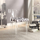 Accent Chairs Spotted Velvet Upholstered Accent Chair with Acrylic Frame, White and Clear Benzara