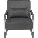 Accent Chairs Stainless Steel Framed Accent Chair with Diamond Tufted Velvet Upholstery, Dusk Gray and Silver Benzara
