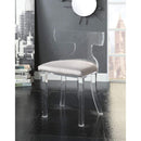 Accent Chairs Velvet Upholstered Acrylic Accent Chair with Mid Backrest, Gray and Clear Benzara