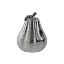Action Figures and Statues Porcelain Pear Figurine In Combed Pattern, Large, Silver Benzara