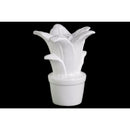 Adorning Ceramic Flower Figurine on Pot- White- Benzara-Decorative Accessories-White-Ceramic-JadeMoghul Inc.