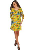 After the Rain Gloria Empire Waist Yellow Floral Dress - Women-After the Rain-XS-Yellow/Blue/Grey-JadeMoghul Inc.