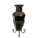 Aged Look Urn Shape Metal Planter, Brown-Indoor Pots and Planters-Brown-Metal-JadeMoghul Inc.