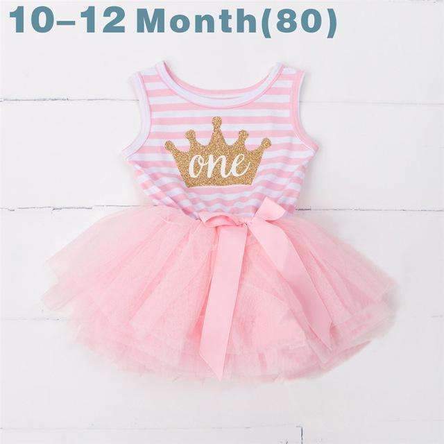 Ai Meng Baby Flower Girls Princess First Birthday Outfits One Two Three Years Old Birthday Baby Toddler Dresses Clothes Striped-5F80-JadeMoghul Inc.