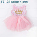 Ai Meng Baby Flower Girls Princess First Birthday Outfits One Two Three Years Old Birthday Baby Toddler Dresses Clothes Striped-5F90-JadeMoghul Inc.