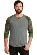 Alternative EcoJersey 3/4-Sleeve Raglan Henley. AA1989-T-shirts-Eco Grey/ Camo-2XL-JadeMoghul Inc.