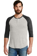 Alternative EcoJersey 3/4-Sleeve Raglan Henley. AA1989-T-shirts-Eco Oatmeal/ Eco Black-3XL-JadeMoghul Inc.