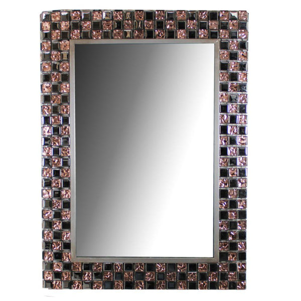 Amazing Mirror with Stones - Benzara-Wall Mirrors-Copper and Black-Metal Glass-Shiny-JadeMoghul Inc.