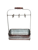 Benzara AMC0018 Rustic Style Galvanized Metal Crockery Holder with Six Cup Hooks, Gray