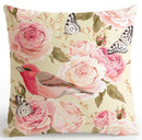 American Style Small Fresh Flower Cushion Pastoral Garden Flowers Bird Garland Leaf Pillow Rose Peony Watercolor For Home Decor-A11-45x45cm Just Cover-JadeMoghul Inc.