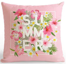 American Style Small Fresh Flower Cushion Pastoral Garden Flowers Bird Garland Leaf Pillow Rose Peony Watercolor For Home Decor-A6-45x45cm Just Cover-JadeMoghul Inc.