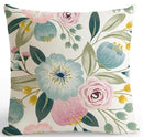 American Style Small Fresh Flower Cushion Pastoral Garden Flowers Bird Garland Leaf Pillow Rose Peony Watercolor For Home Decor-A7-45x45cm Just Cover-JadeMoghul Inc.