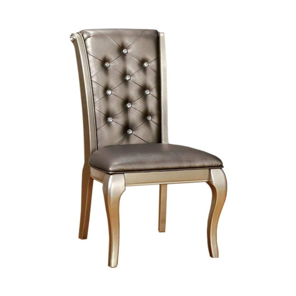 Amina Contemporary Side Chair Silver Finish, Set Of 2-Armchairs and Accent Chairs-Silver-Fabric Solid Wood Wood Veneer & Others-JadeMoghul Inc.