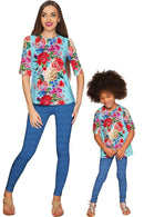 Amour Sophia Floral Print Elbow Sleeve Dressy Top - Women-Amour-XS-Blue/Red-JadeMoghul Inc.