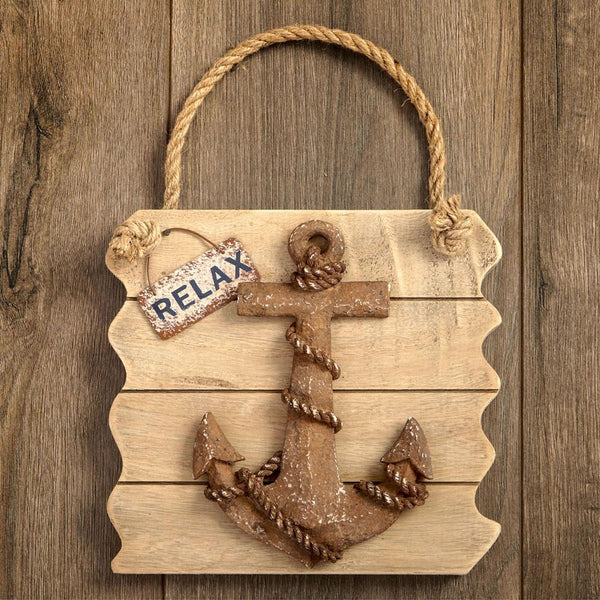Anchor wall plaque - Relax - distressed wood edge-Personalized Gifts for Women-JadeMoghul Inc.