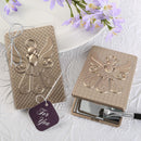 Angel themed mirror compact with a champagne gold finish-Bridal Shower Decorations-JadeMoghul Inc.