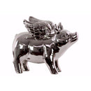 Animal Statue Standing Winged Pig Figurine Polished Chrome Finish-Silver-Benzara Benzara