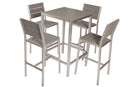 Anodized Aluminum 5piece Bar Set, Gray-Living Room Furniture Sets-GRAY-Anodized Aluminum And Plastic lumber-JadeMoghul Inc.