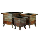 Antique 3Piece Metal Planter, Copper-Indoor Pots and Planters-Copper-Metal-JadeMoghul Inc.