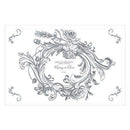 Antique Chic Personalized Paper Place Mat - Floral Frame Charcoal (Pack of 1)-Weddingstar-Charcoal-JadeMoghul Inc.