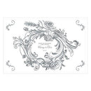Antique Chic Personalized Paper Place Mat - Floral Frame Charcoal (Pack of 1)-Weddingstar-Charcoal-JadeMoghul Inc.