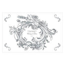 Antique Chic Personalized Paper Place Mat - Floral Frame Charcoal (Pack of 1)-Weddingstar-Charcoal-JadeMoghul Inc.