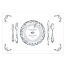 Antique Chic Personalized Paper Place Mat - Floral Frame Charcoal (Pack of 1)-Weddingstar-Charcoal-JadeMoghul Inc.