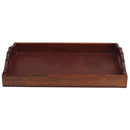 Antique Handmade Wooden Serving Tray With Brass Work, Brown-Decorative Trays-Brown-Wood-JadeMoghul Inc.