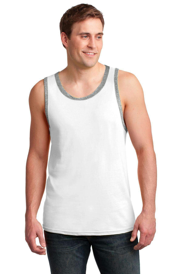 Anvil 100% Combed Ring Spun Cotton Tank Top. 986-T-shirts-White/ Heather Grey-2XL-JadeMoghul Inc.