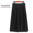 Aonibeier Fashion Women's High Waist Pleated Solid Color Length Elastic Skirt Promotions Lady Black Pink Party Casual Skirts-Black-One Size-JadeMoghul Inc.
