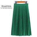 Aonibeier Fashion Women's High Waist Pleated Solid Color Length Elastic Skirt Promotions Lady Black Pink Party Casual Skirts-Jade Green-One Size-JadeMoghul Inc.