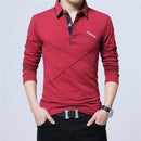 ARCSINX 5XL Polo Shirt Men Plus Size 3XL 4XL Autumn Winter Brand Men's Polo Shirt Long Sleeve Casual Male Shirt Mens polo Shirts-Red-M-JadeMoghul Inc.