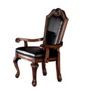 Wooden Arm Chair , Cherry Brown And Black, Set Of 2