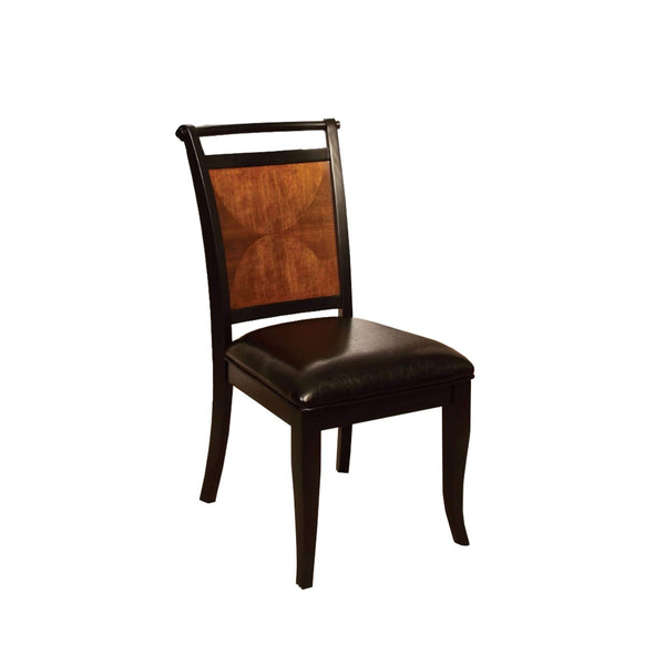 Armchairs and Accent Chairs Salida I Transitional Side Chair, Black & Antique Oak Finish, Set Of 2 Benzara