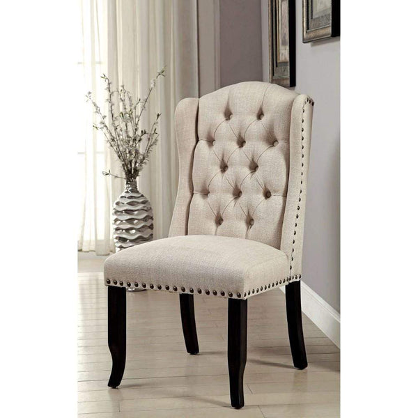 Armchairs and Accent Chairs Sania II Rustic Bar Chair, Ivory & Antique Black Legs Finish, Set Of 2 Benzara