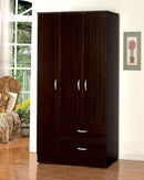 Wooden Wardrobe With Plenty Space, Espresso Brown