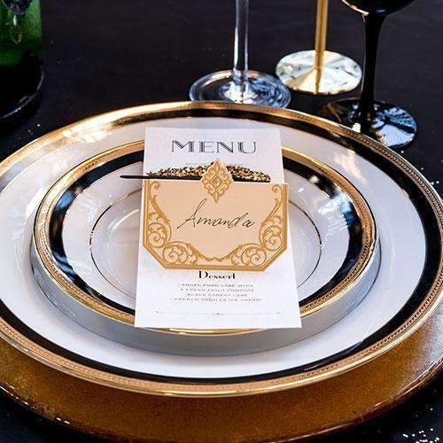 Art Deco Laser Embossed Place Cards (Pack of 20)-Table Planning Accessories-JadeMoghul Inc.