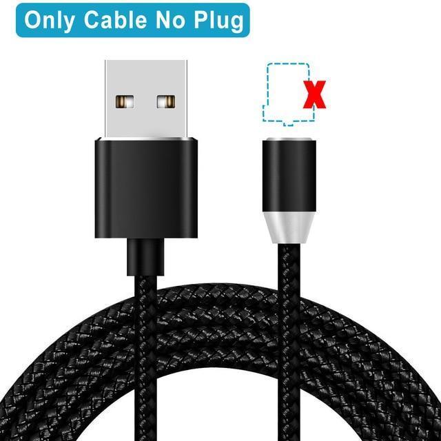 A.S Magnetic Cable for iPhone X 8 7 Charging Wire 2.4A Lightning to USB Cable for iPhone 6 6s 5 5s LED Magnet Charger Cord 1m 2m-China-No Plug Black Cable-1m-JadeMoghul Inc.