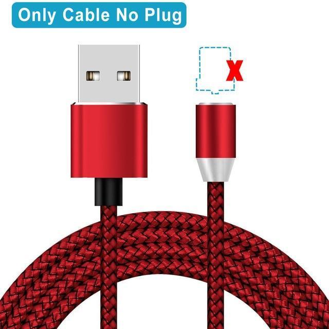 A.S Magnetic Cable for iPhone X 8 7 Charging Wire 2.4A Lightning to USB Cable for iPhone 6 6s 5 5s LED Magnet Charger Cord 1m 2m-China-No Plug Red Cable-1m-JadeMoghul Inc.