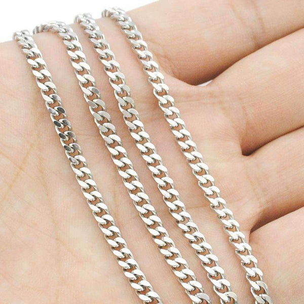 ATGO Free shipping, (40-70cm) to choose, 3mm wide,Chain Necklace, 316L Stainless Steel Necklace Men, wholesale accessories BN001-50cm long-JadeMoghul Inc.