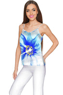 Aurora Ella V-Neck Chiffon Camisole - Women-Aurora-XS-White/Blue-JadeMoghul Inc.